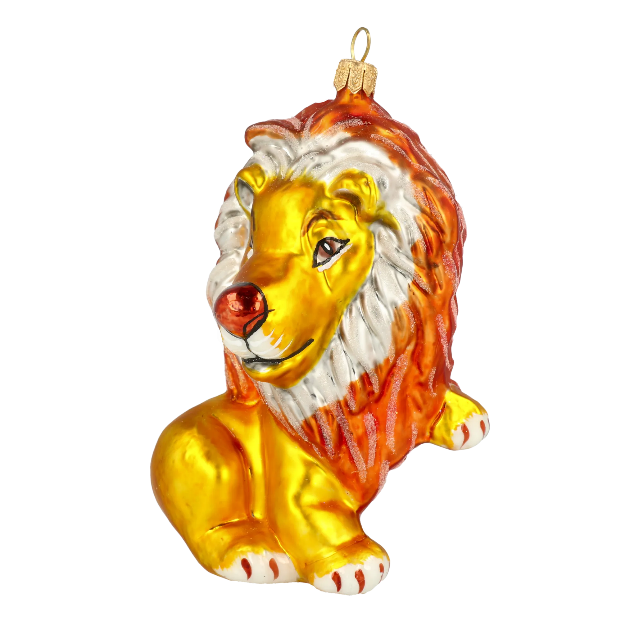 Golden Amber Lion Premium christmas glass ornament 2020-050