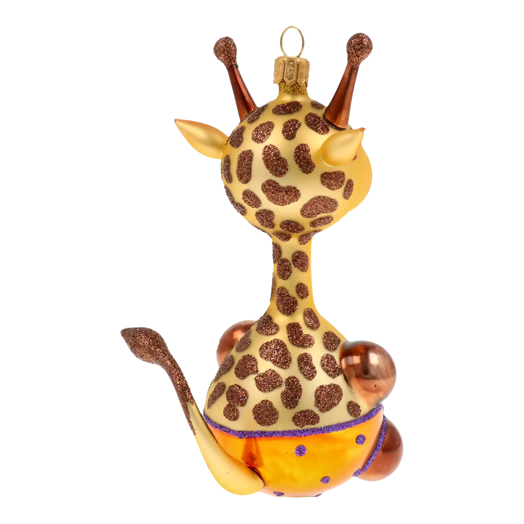 Ręcznie wykonana szklana ozdoba świąteczna Wesoła Żyrafa. dmuchanie ręczne gratis
