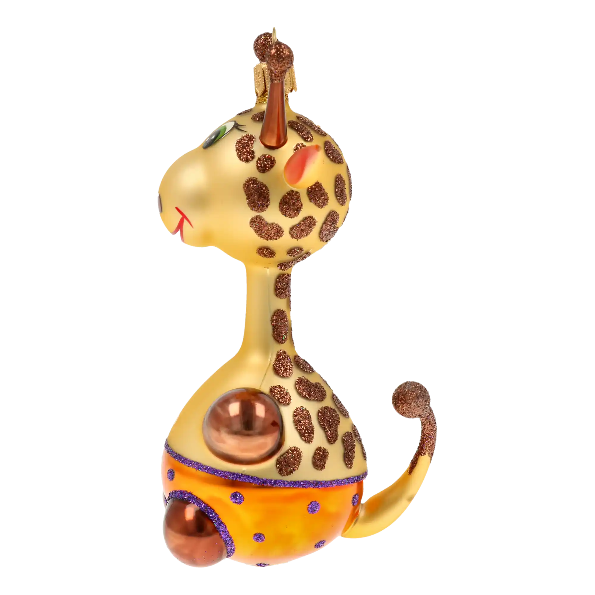 Ręcznie wykonana szklana ozdoba świąteczna Wesoła Żyrafa. dmuchanie ręczne gratis