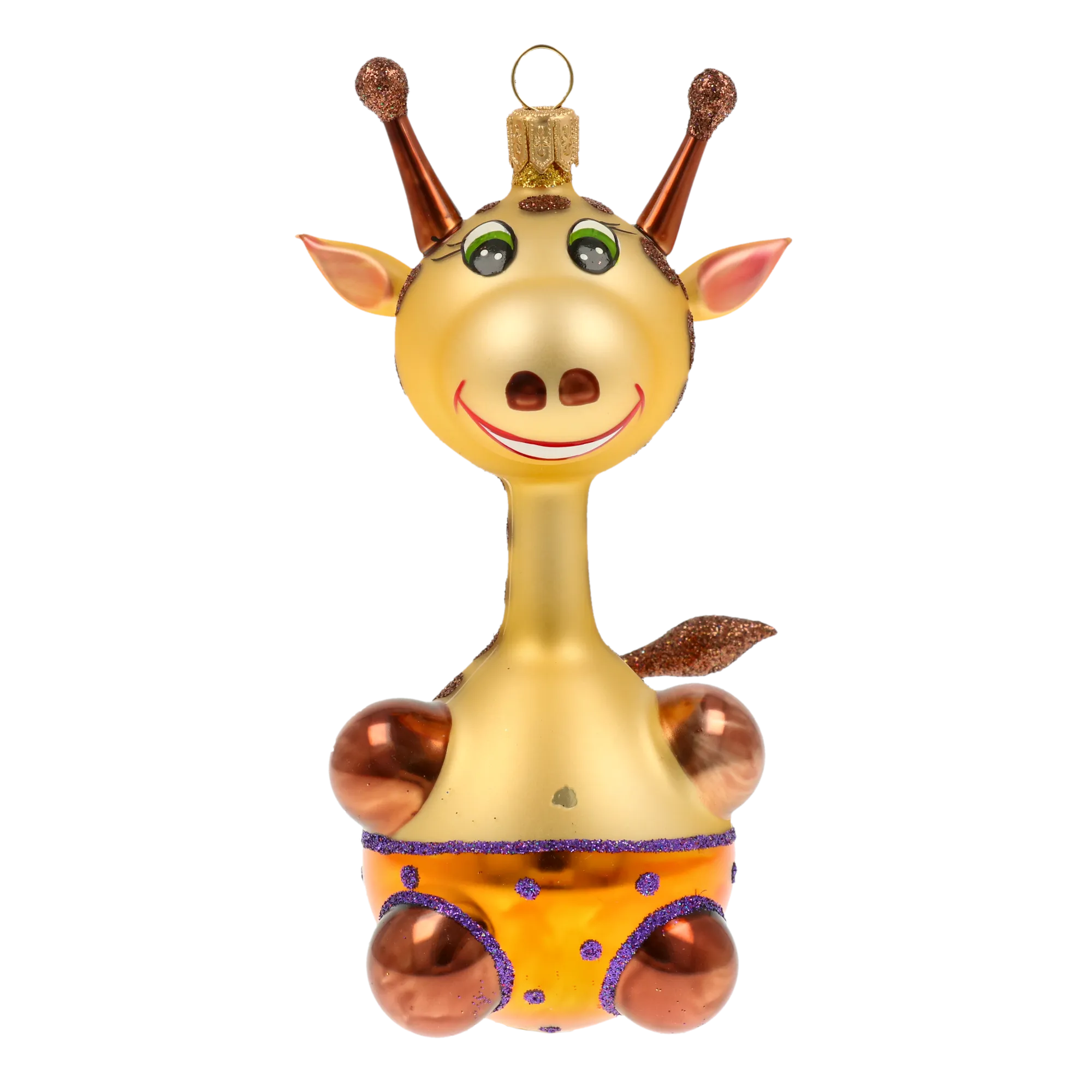 Giggly Giraffe Handmade Glass Christmas ornament. free blowing 2020-052