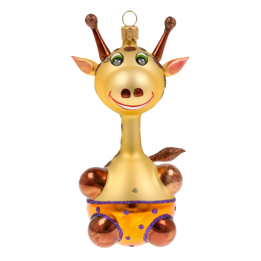 Giggly Giraffe Handmade Glass Christmas ornament. free blowing 2020-052