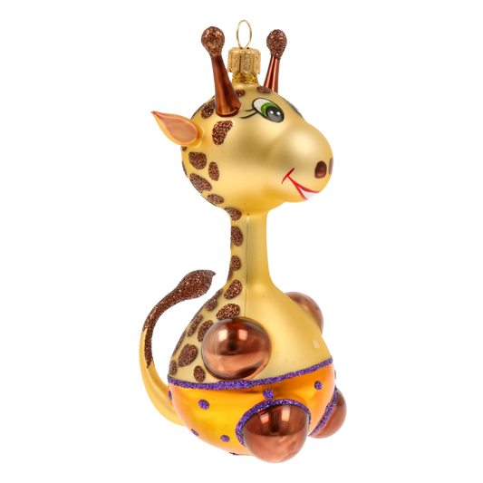 Giggly Giraffe Handmade Glass Christmas ornament. free blowing 2020-052