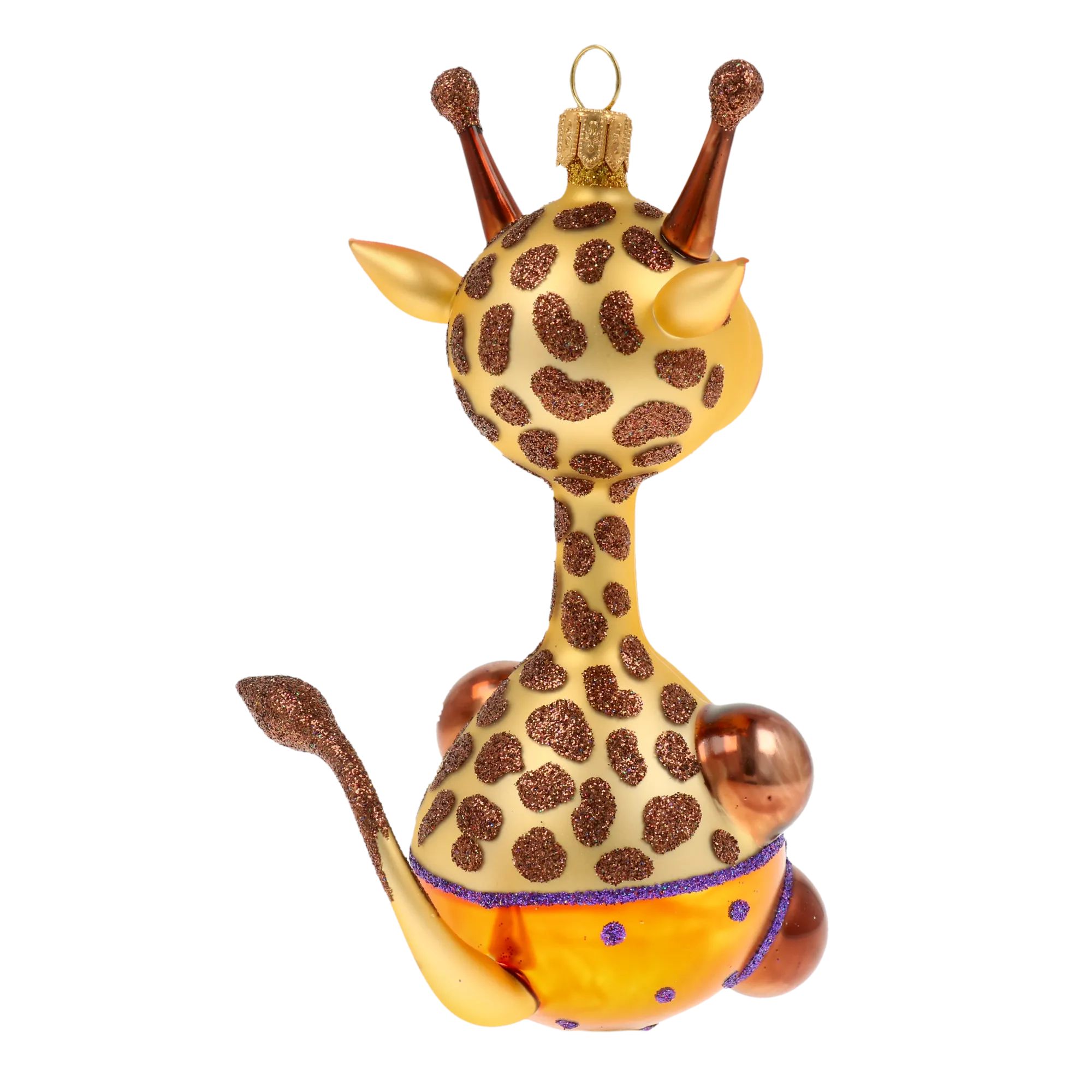 Giggly Giraffe Handmade Glass Christmas ornament. free blowing 2020-052