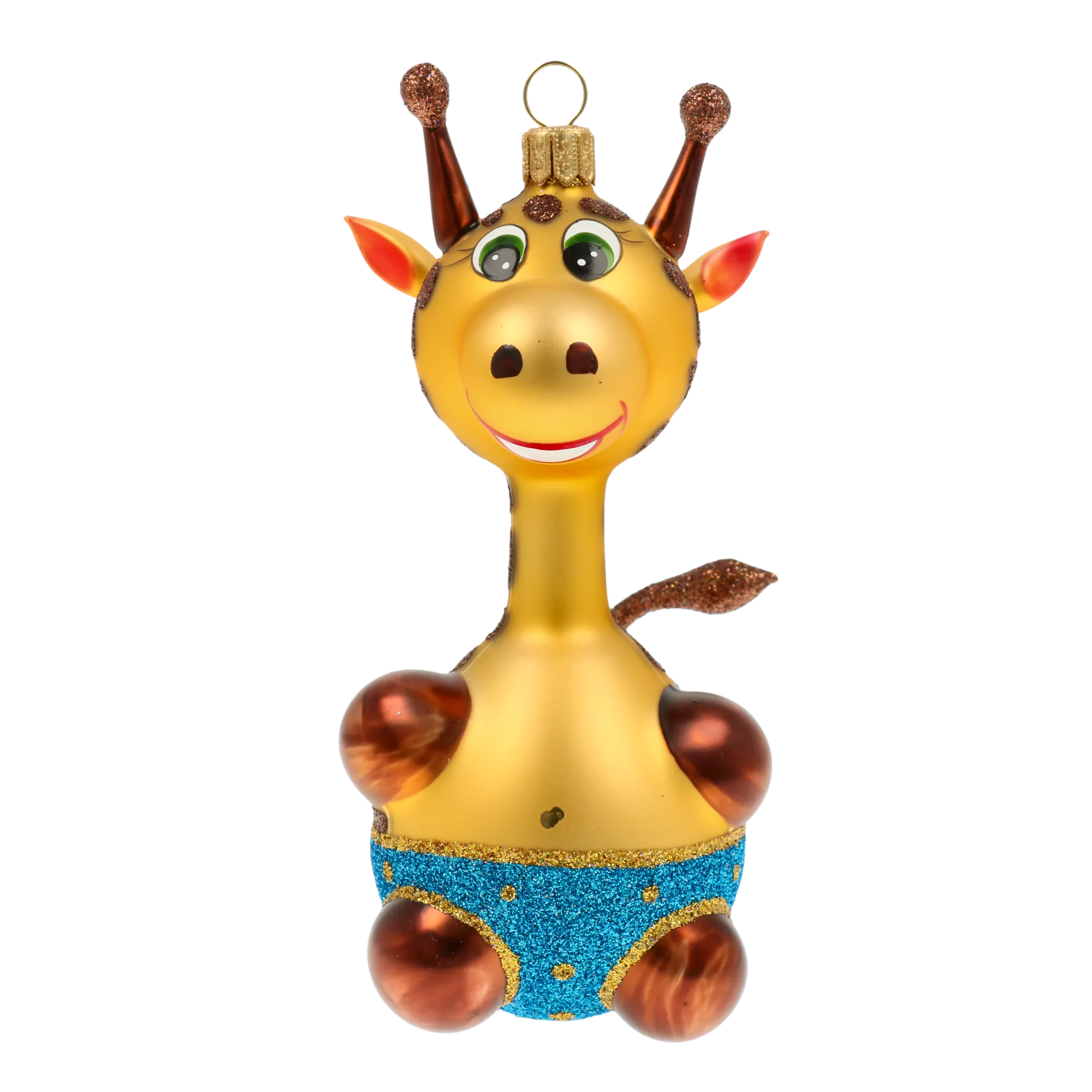 Golden Azure Giraffe Premium christmas glass ornament 2020-053