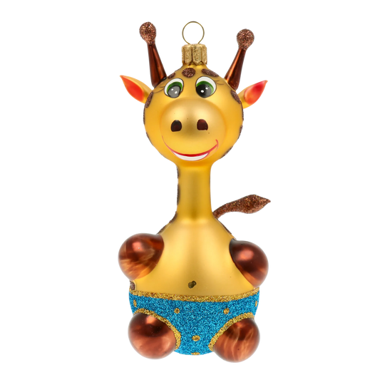 Golden Azure Giraffe Premium christmas glass ornament 2020-053