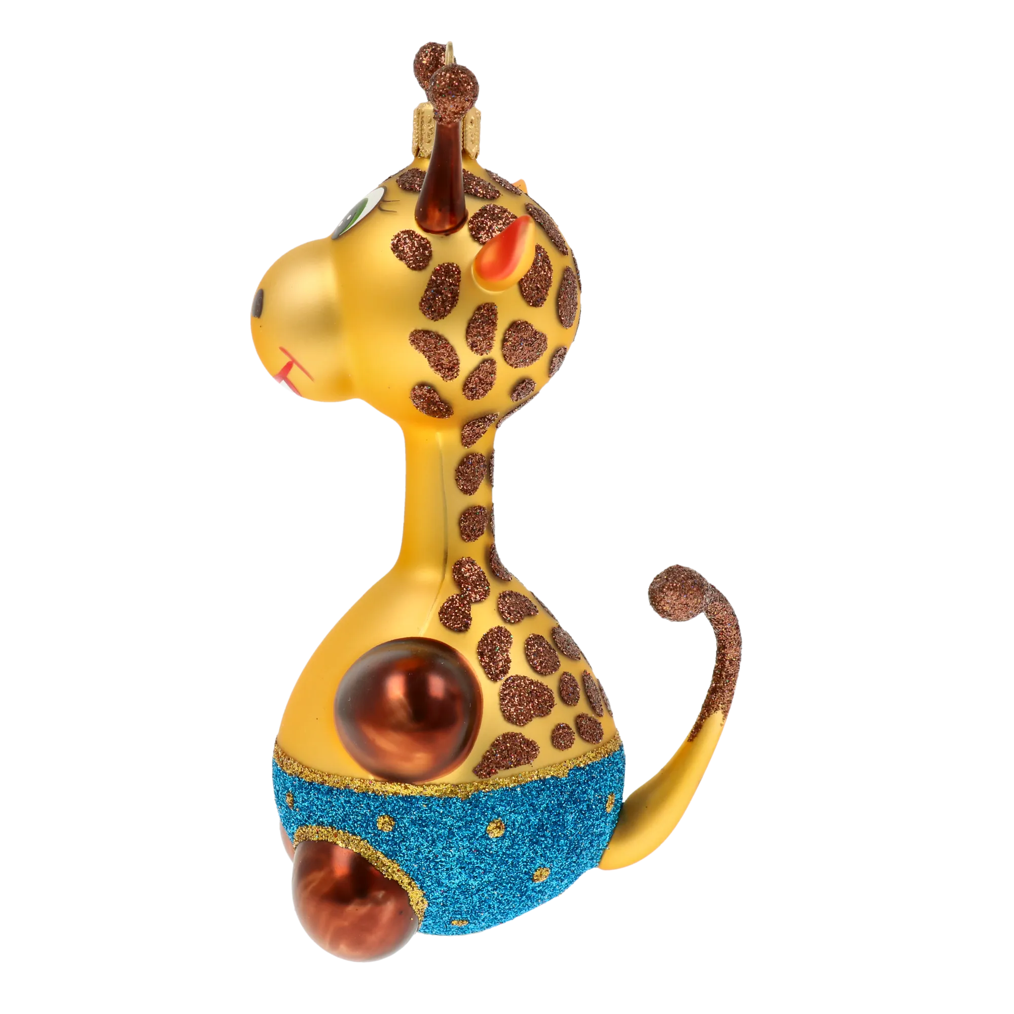 Golden Azure Giraffe Premium christmas glass ornament 2020-053