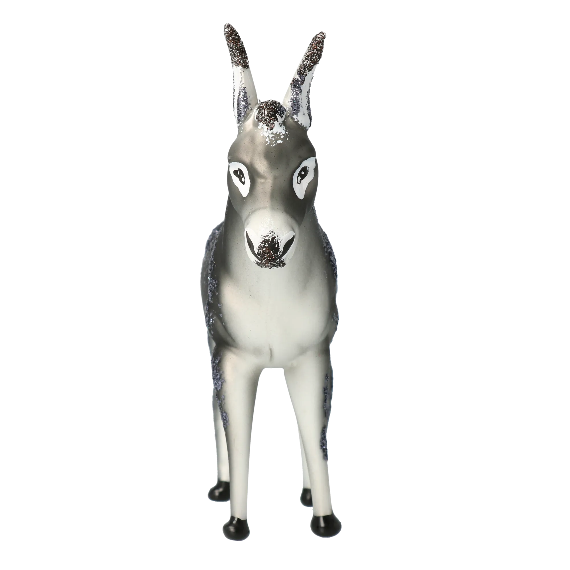 Donkey grey. Handmade Glass Christmas ornament. 2020-055