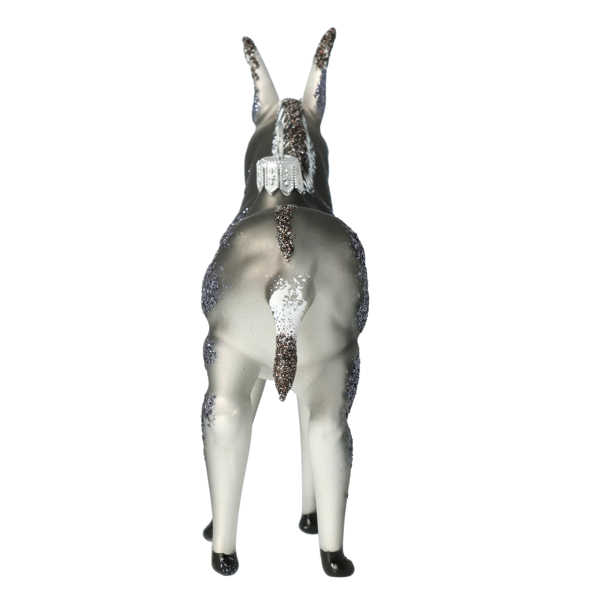 Donkey grey. Handmade Glass Christmas ornament. 2020-055