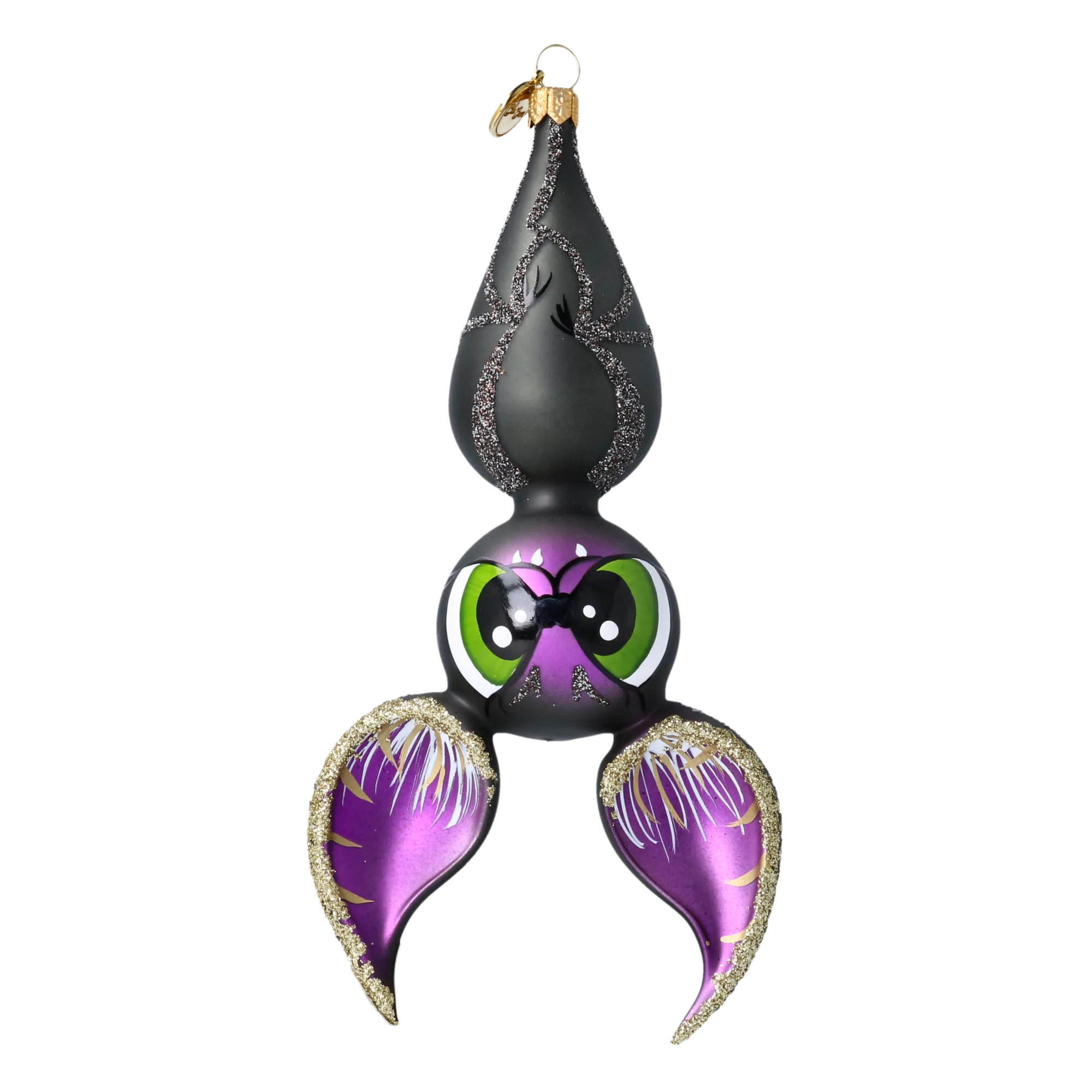 Moon Bat Hand Painted Glass Ornament. Handmade Glass Christmas ornament. 2020-065