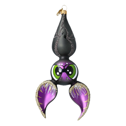 Moon Bat Hand Painted Glass Ornament. Handmade Glass Christmas ornament. 2020-065