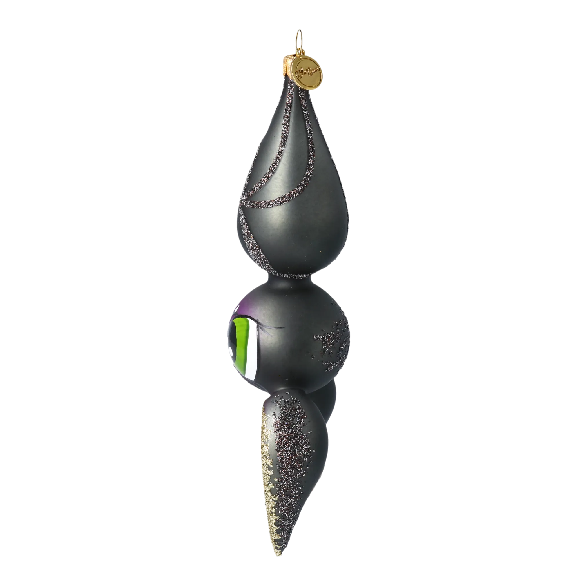 Moon Bat Hand Painted Glass Ornament. Handmade Glass Christmas ornament. 2020-065