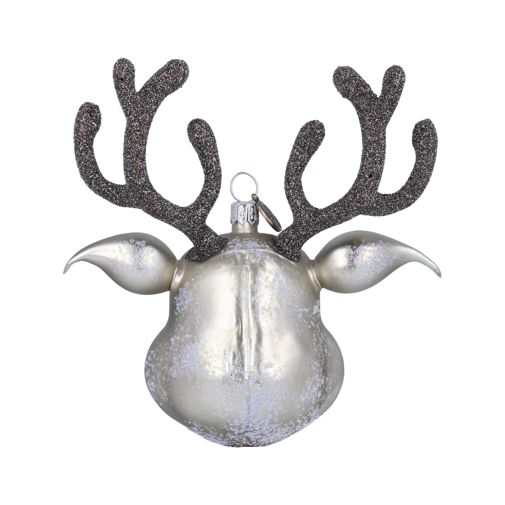 Exultant Silver Fawn | Hand-Painted Glass Ornament | Blubom 2020-089