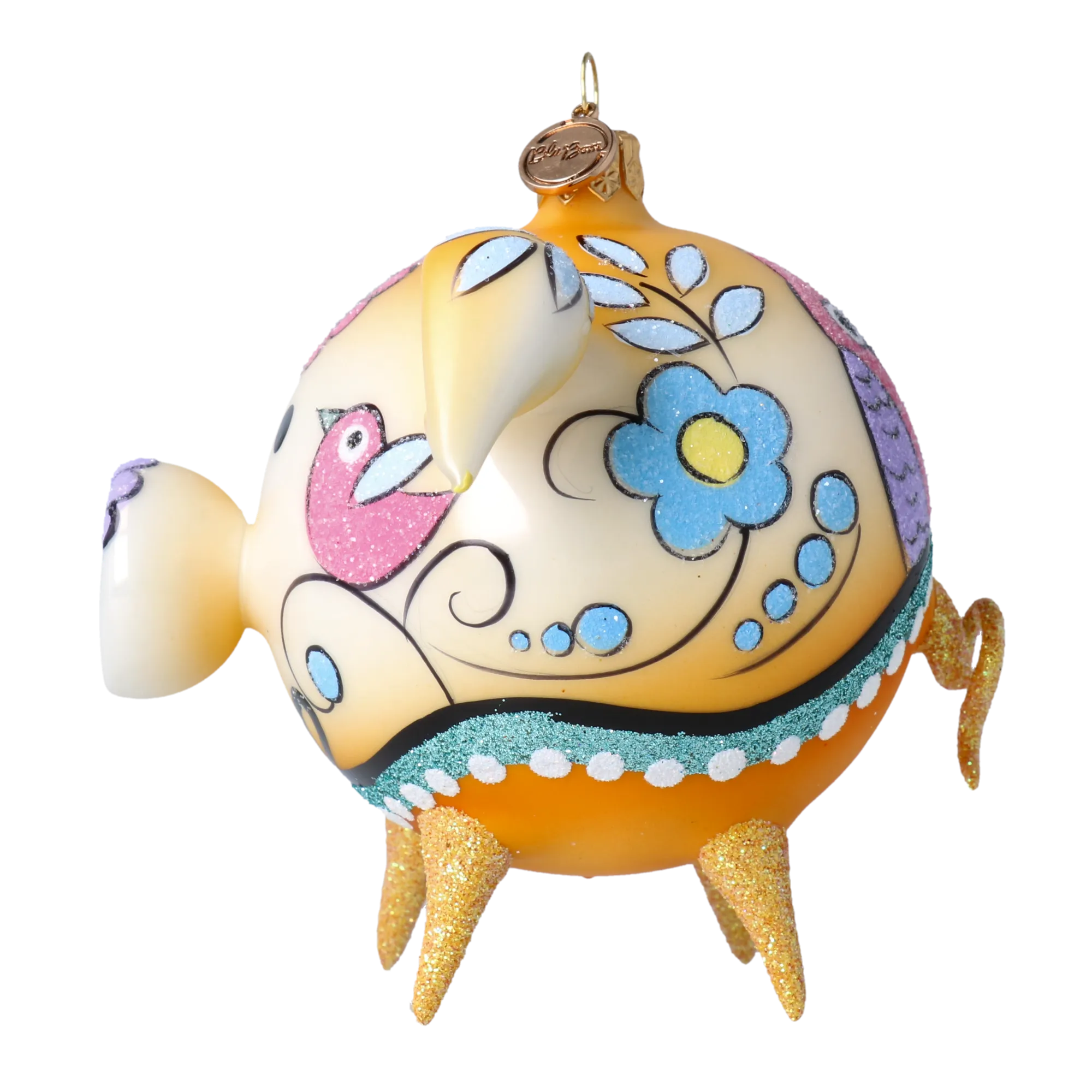 Piglet in the Meadow Handmade Glass Christmas ornament Pig 2020-071