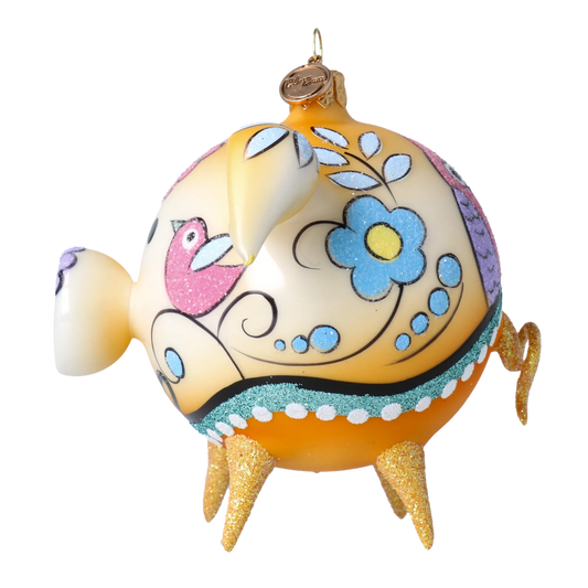 Piglet in the Meadow Handmade Glass Christmas ornament Pig 2020-071