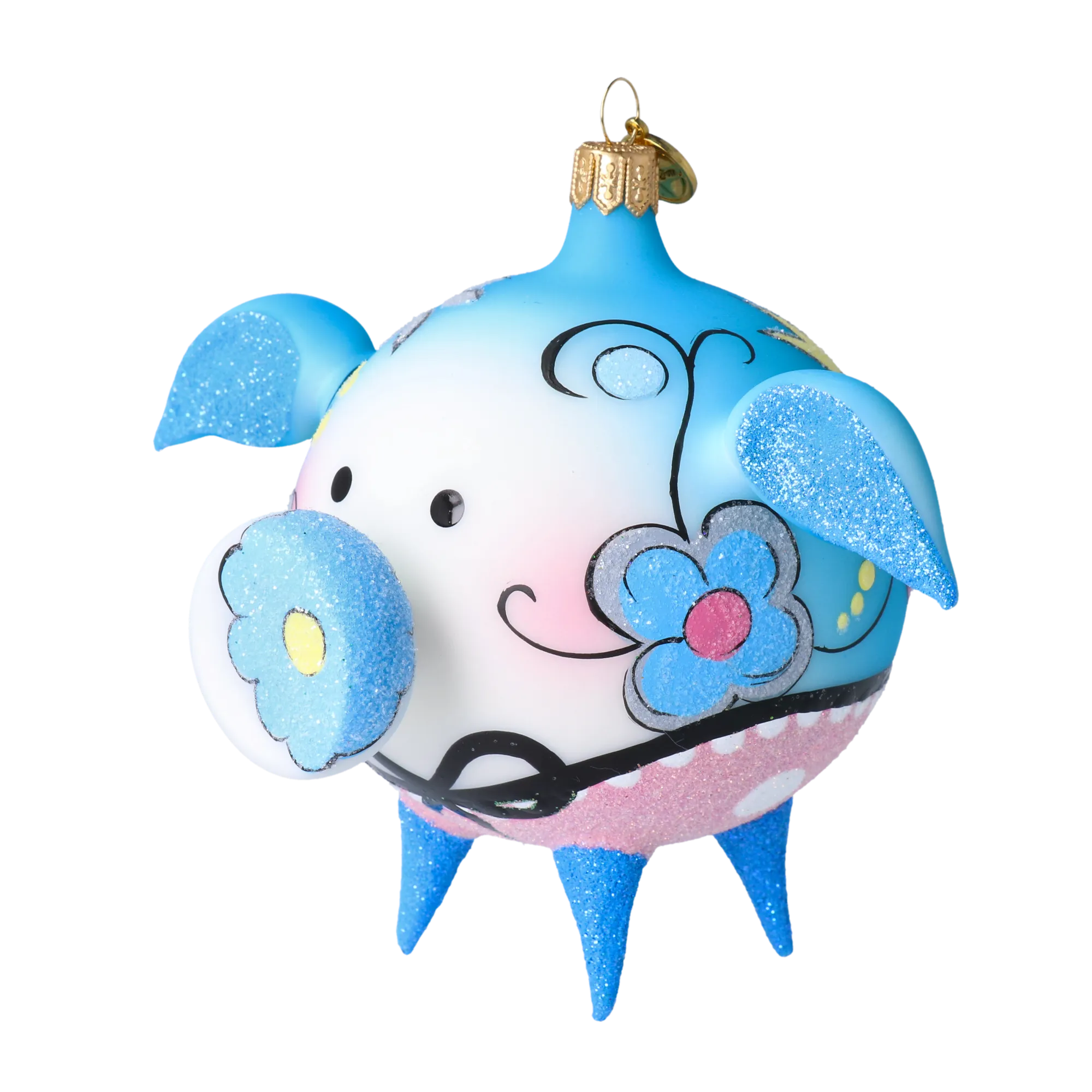 Azure Blossom Piglet Premium christmas glass ornament 2020-073