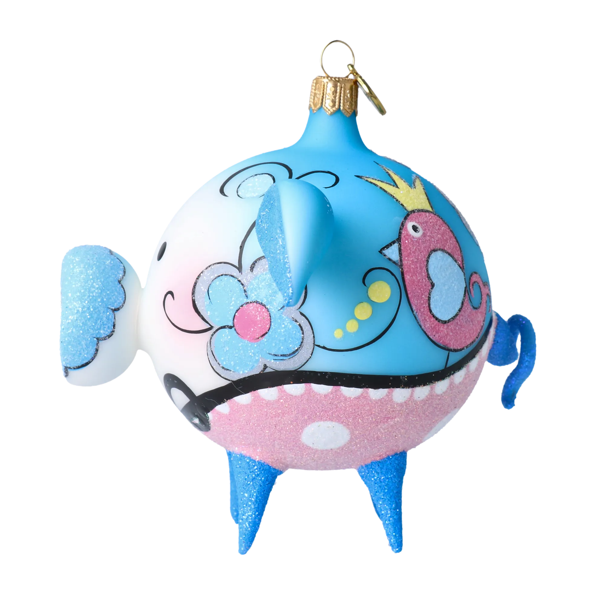 Azure Blossom Piglet Premium christmas glass ornament 2020-073