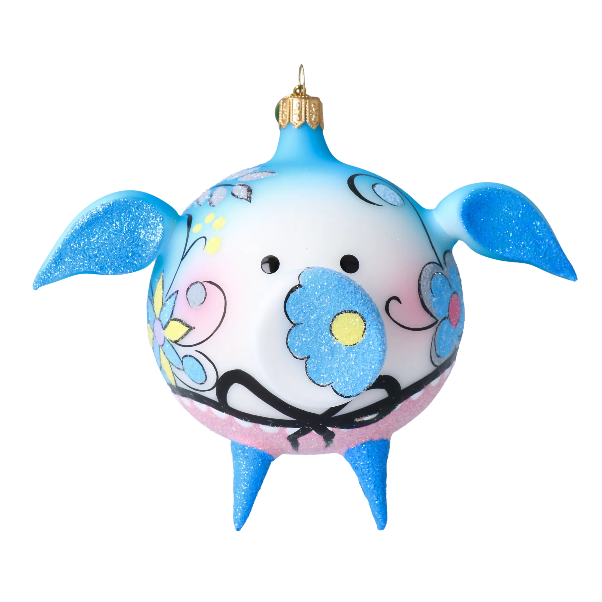 Azure Blossom Piglet Premium christmas glass ornament 2020-073