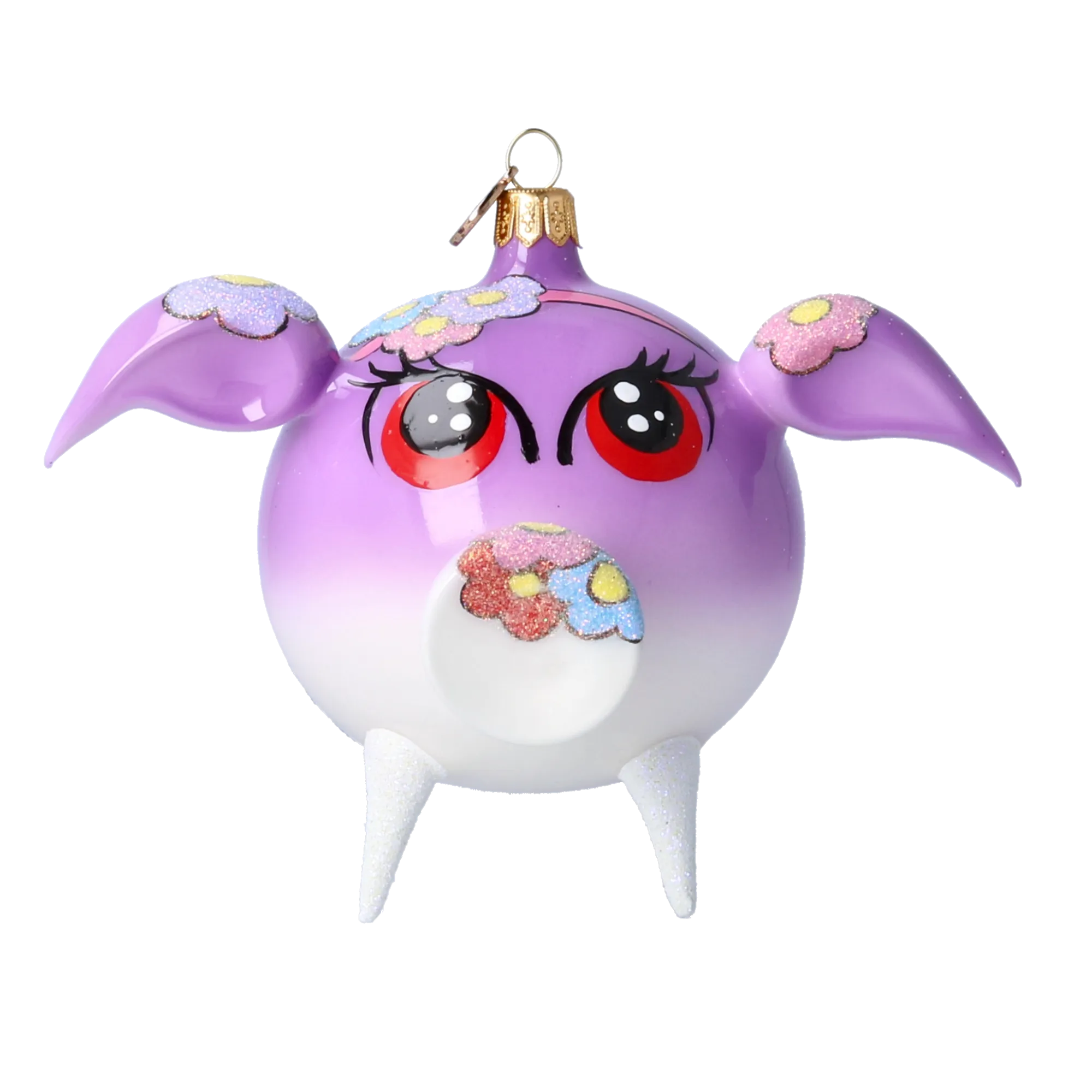 Lavender Blossom Piglet Premium christmas glass ornament 2020-074