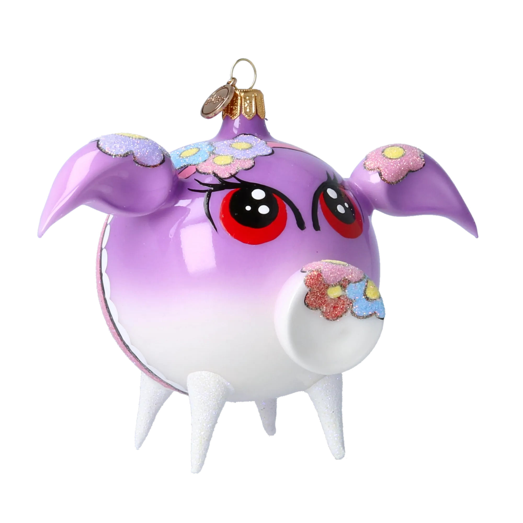 Lavender Blossom Piglet Premium christmas glass ornament 2020-074