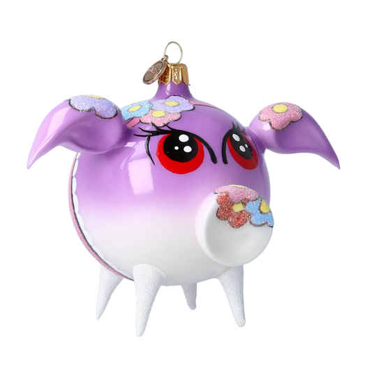 Lavender Blossom Piglet Premium christmas glass ornament 2020-074