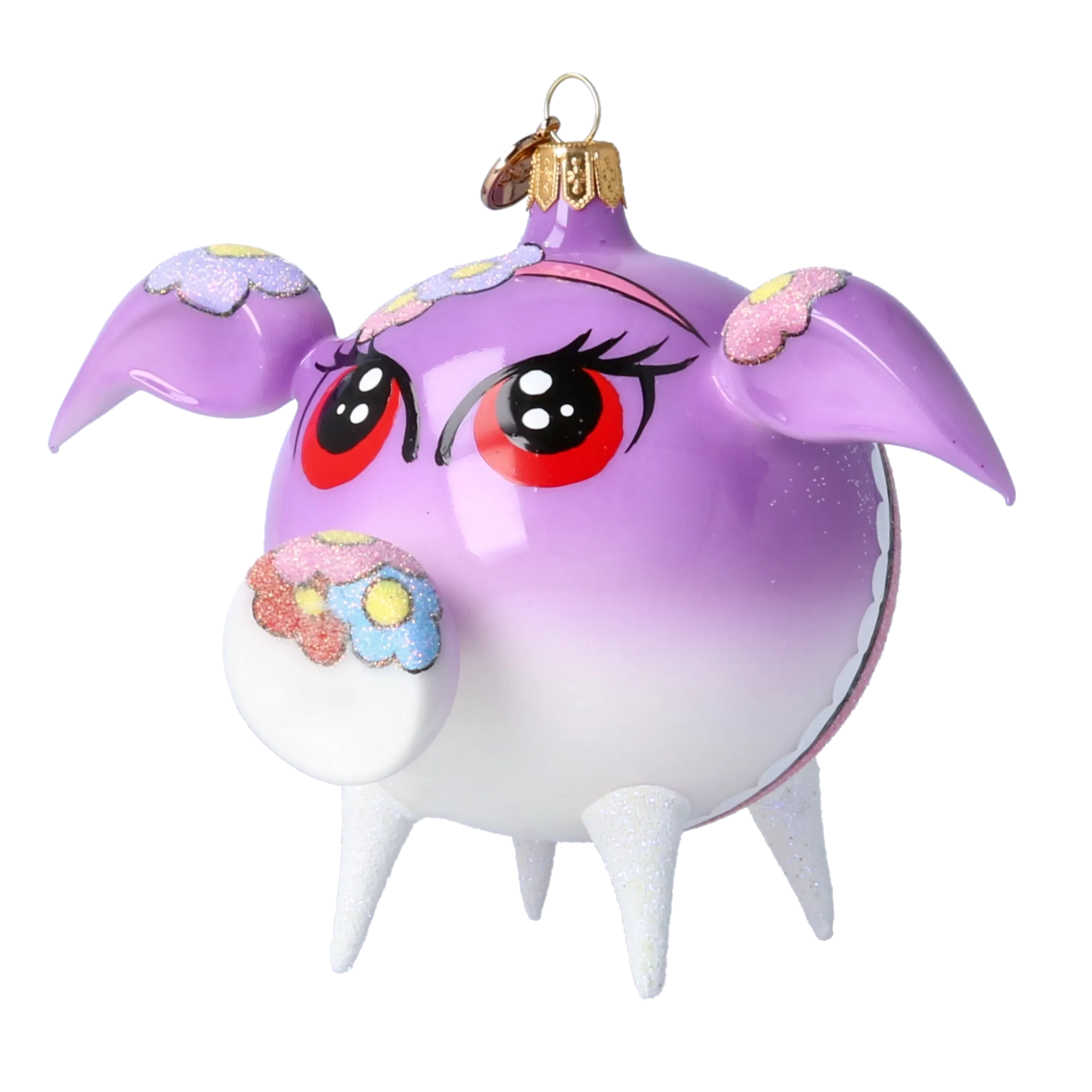 Lavender Blossom Piglet Premium christmas glass ornament 2020-074