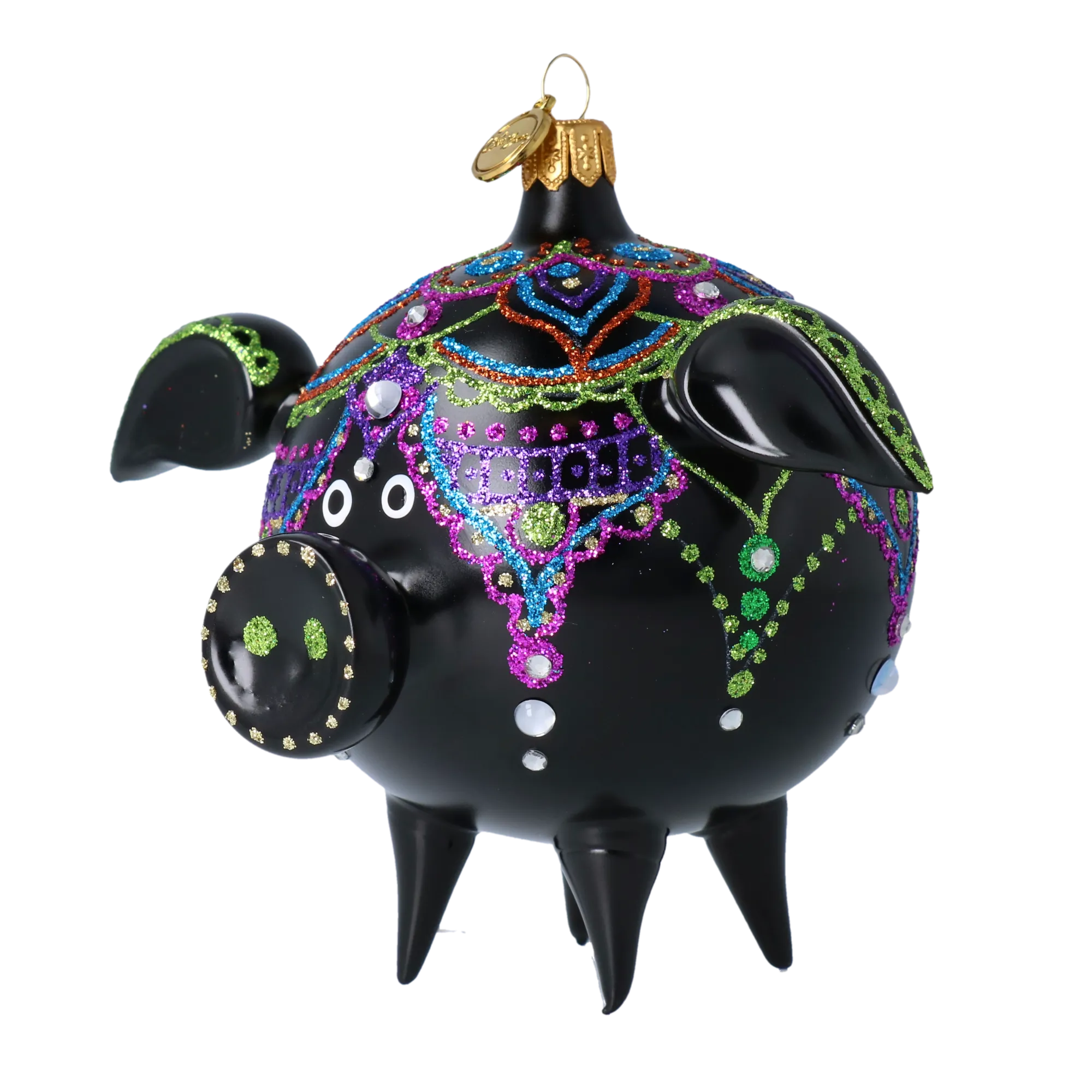 Midnight Jeweled Piglet Premium christmas glass ornament 2020-075