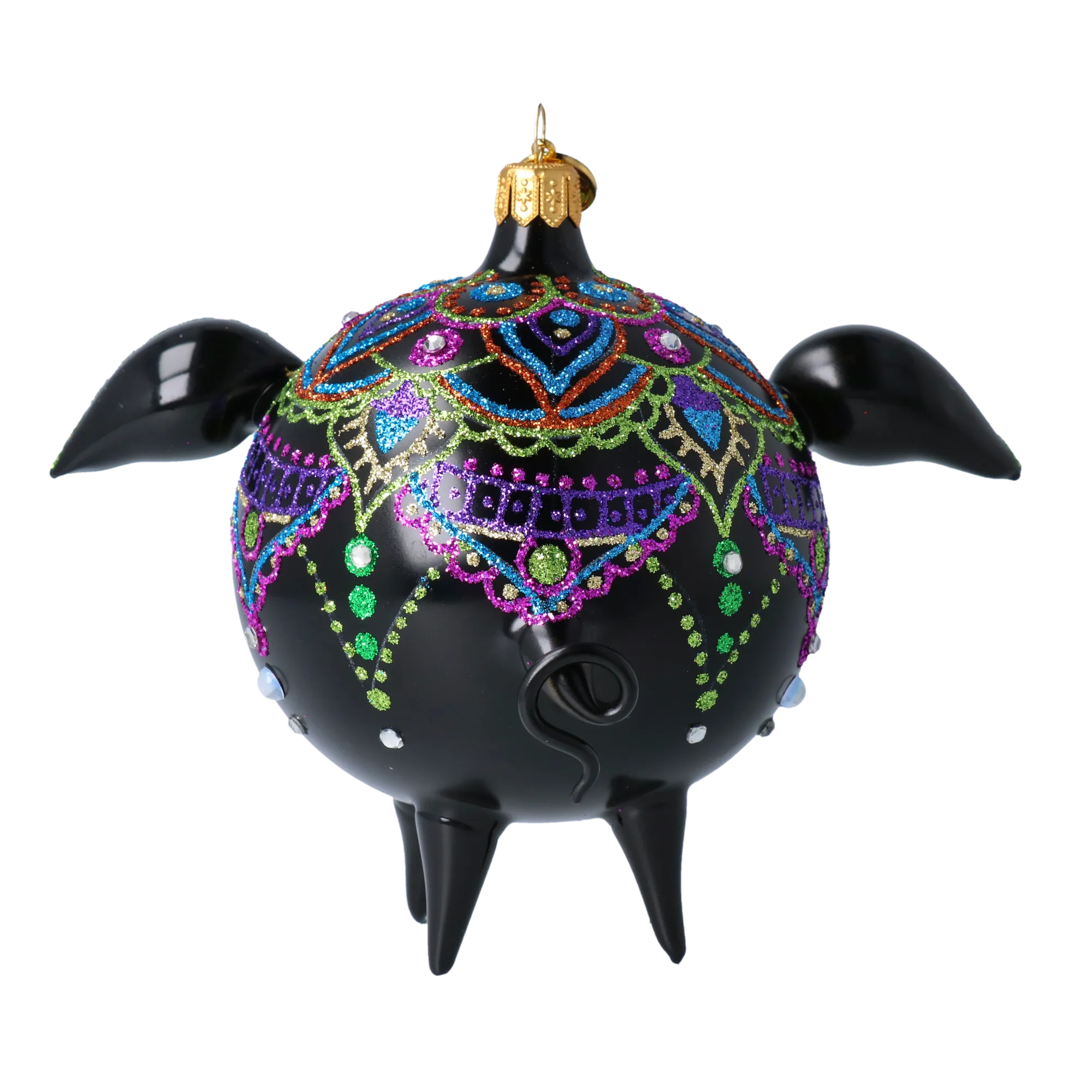 Midnight Jeweled Piglet Premium christmas glass ornament 2020-075