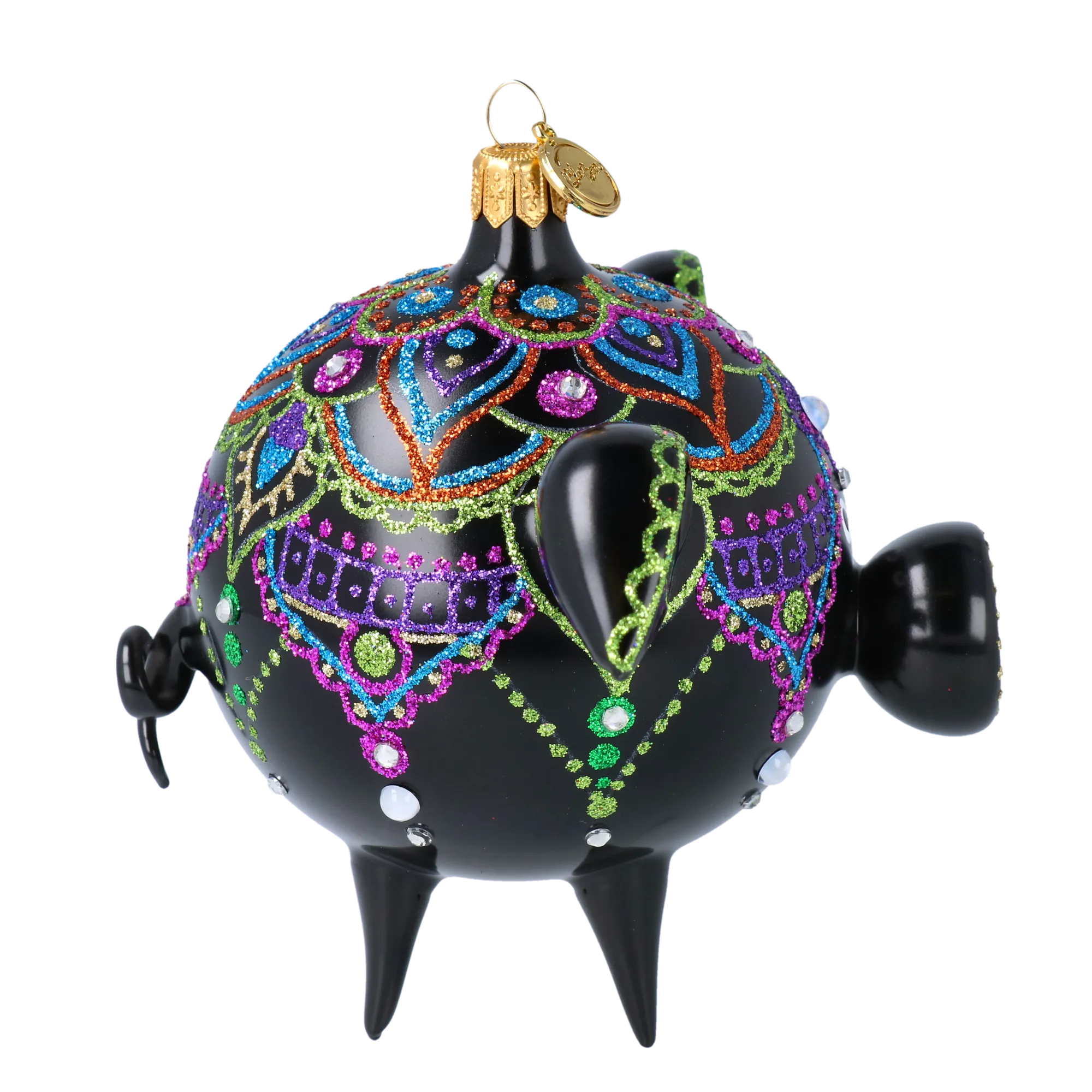 Midnight Jeweled Piglet Premium christmas glass ornament 2020-075