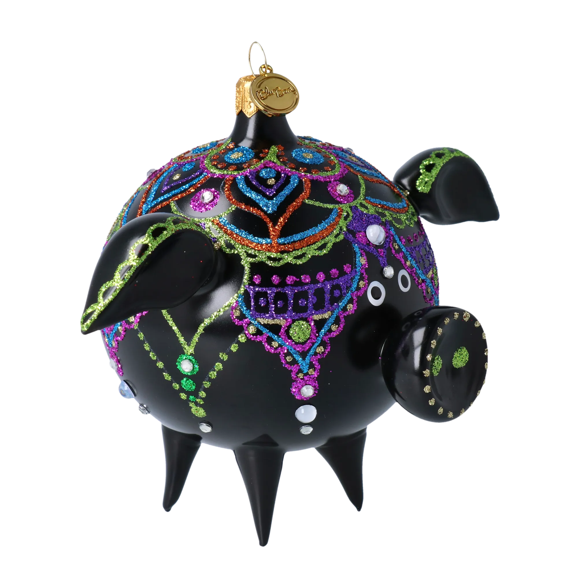 Midnight Jeweled Piglet Premium christmas glass ornament 2020-075