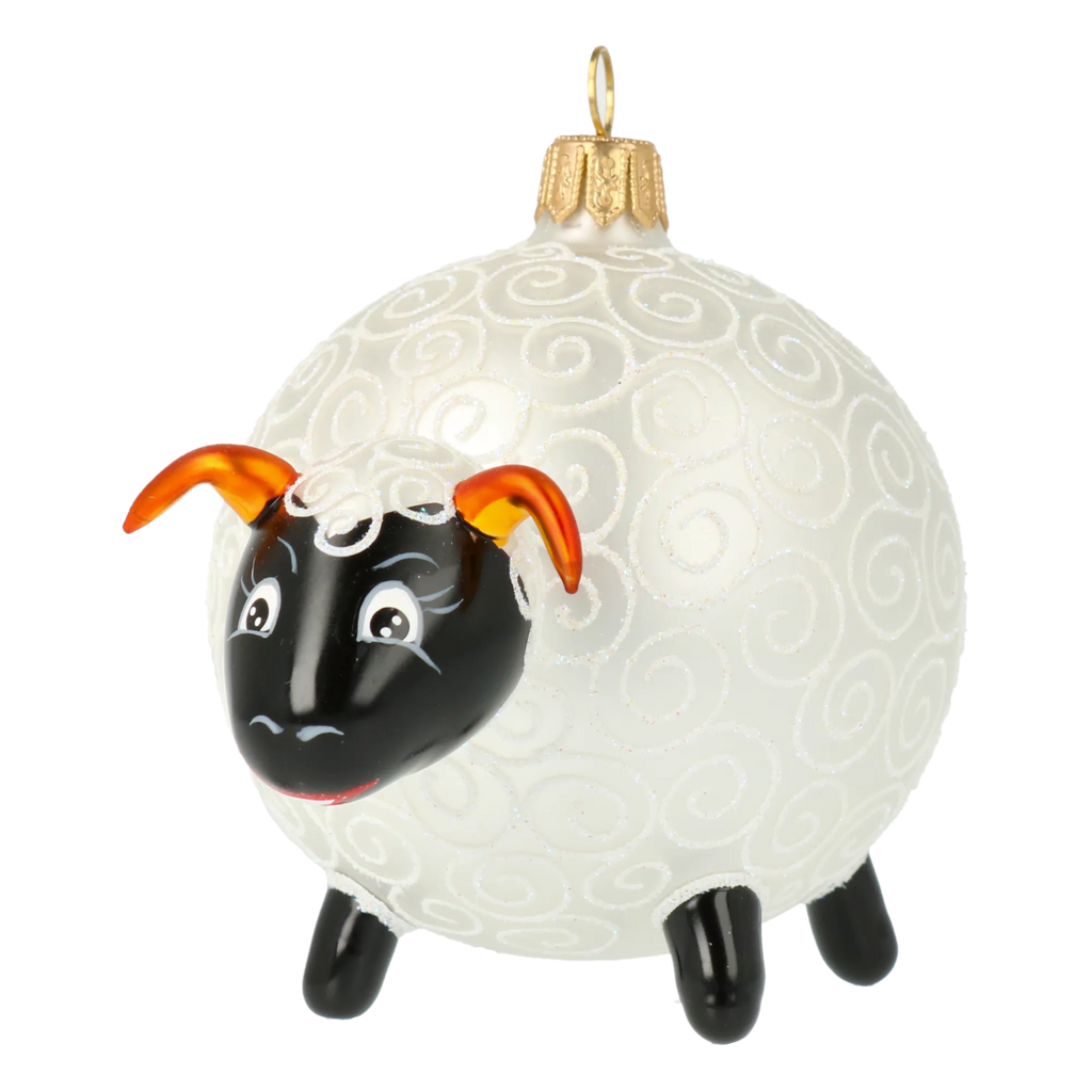Gentle Amber Ram | Hand-Painted Glass Ornament | Blubom 2020-077
