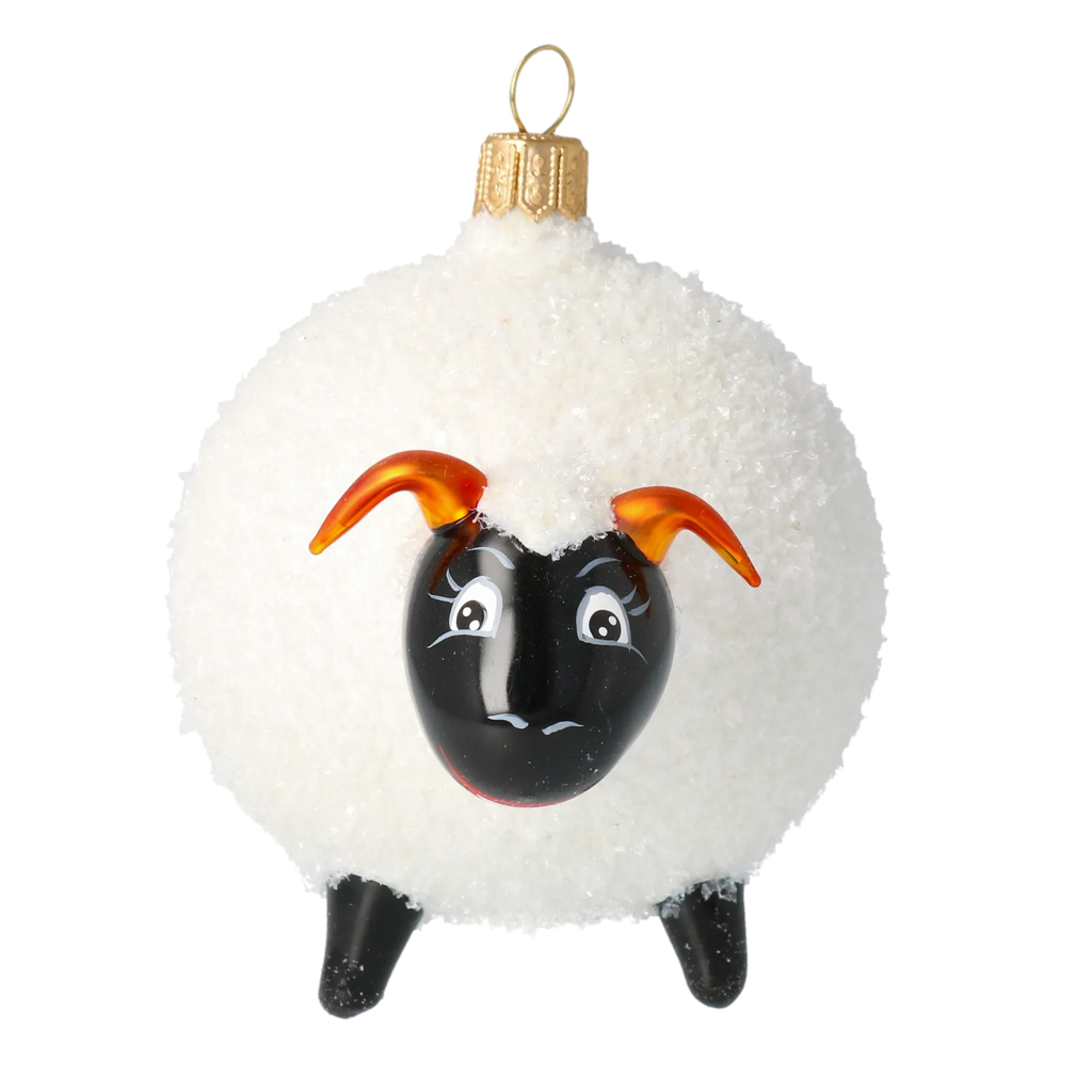 Inquisitive Highland Ram | Hand-Painted Glass Ornament | Blubom 2020-078