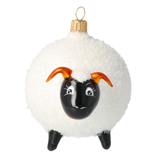 Frosted White Sheep Premium christmas glass ornament 2020-078