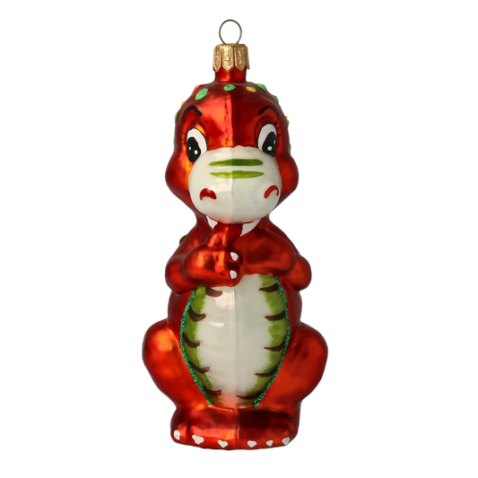 Ognisty Dinozaur Zabaweczka Szklana Ozdoba