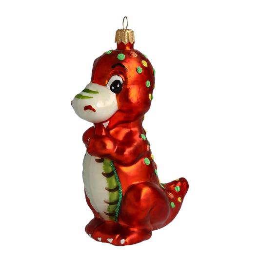 Ognisty Dinozaur Zabaweczka Szklana Ozdoba