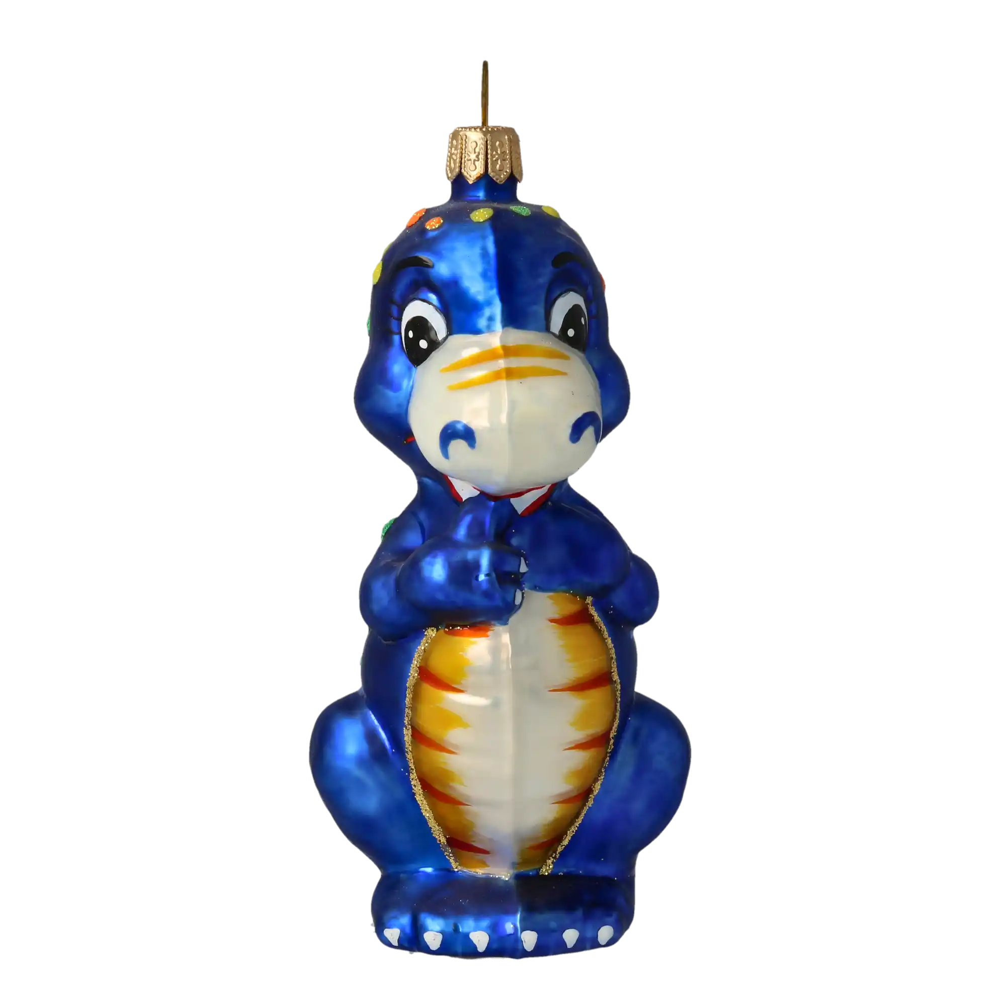 Dinozaur Granatowy w kropki Szklana Ozdoba Przyjaciel Dziecka