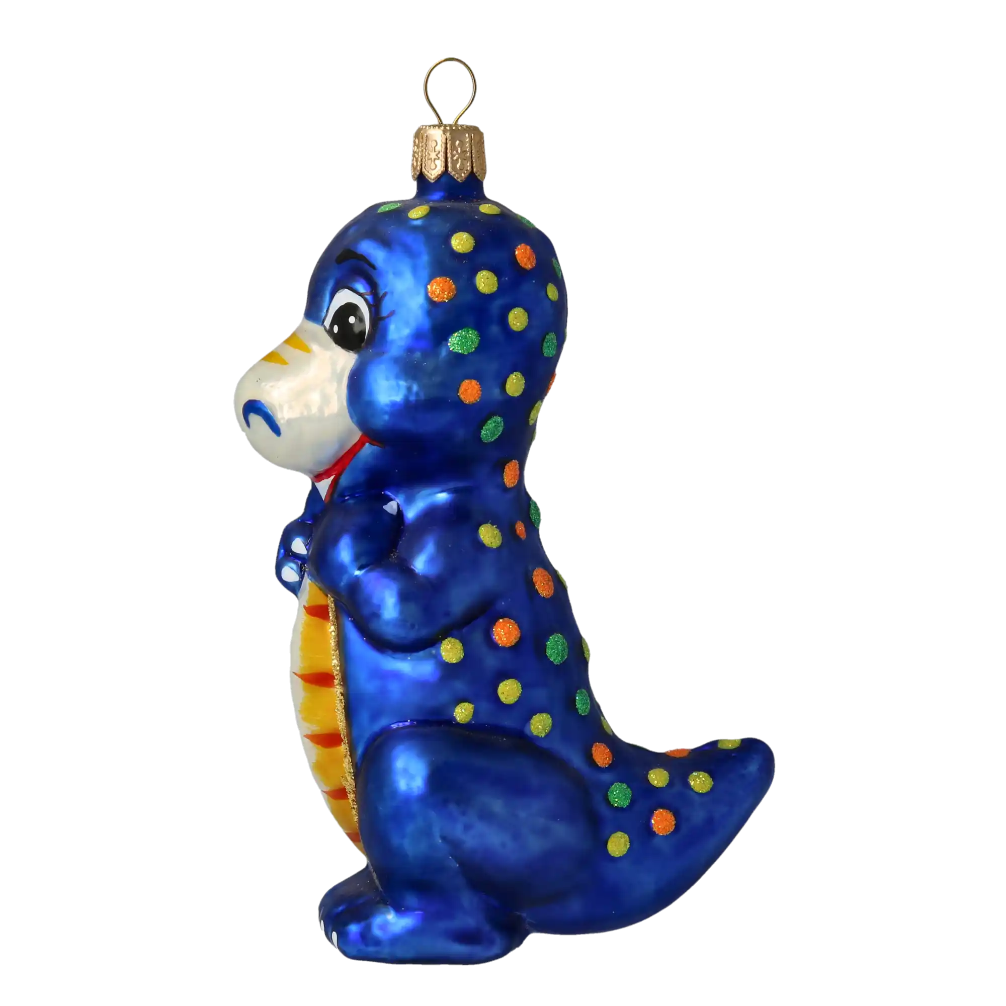 Dinozaur Granatowy w kropki Szklana Ozdoba Przyjaciel Dziecka