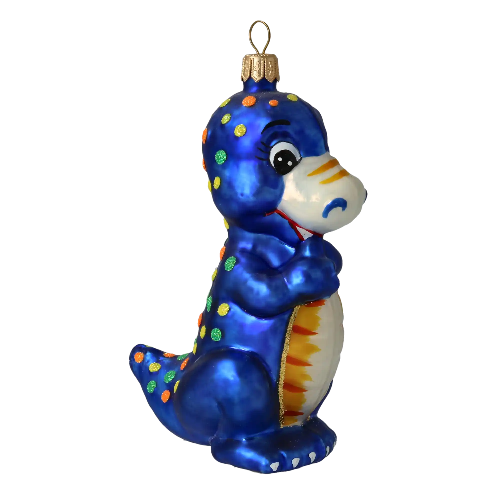 Dinozaur Granatowy w kropki Szklana Ozdoba Przyjaciel Dziecka