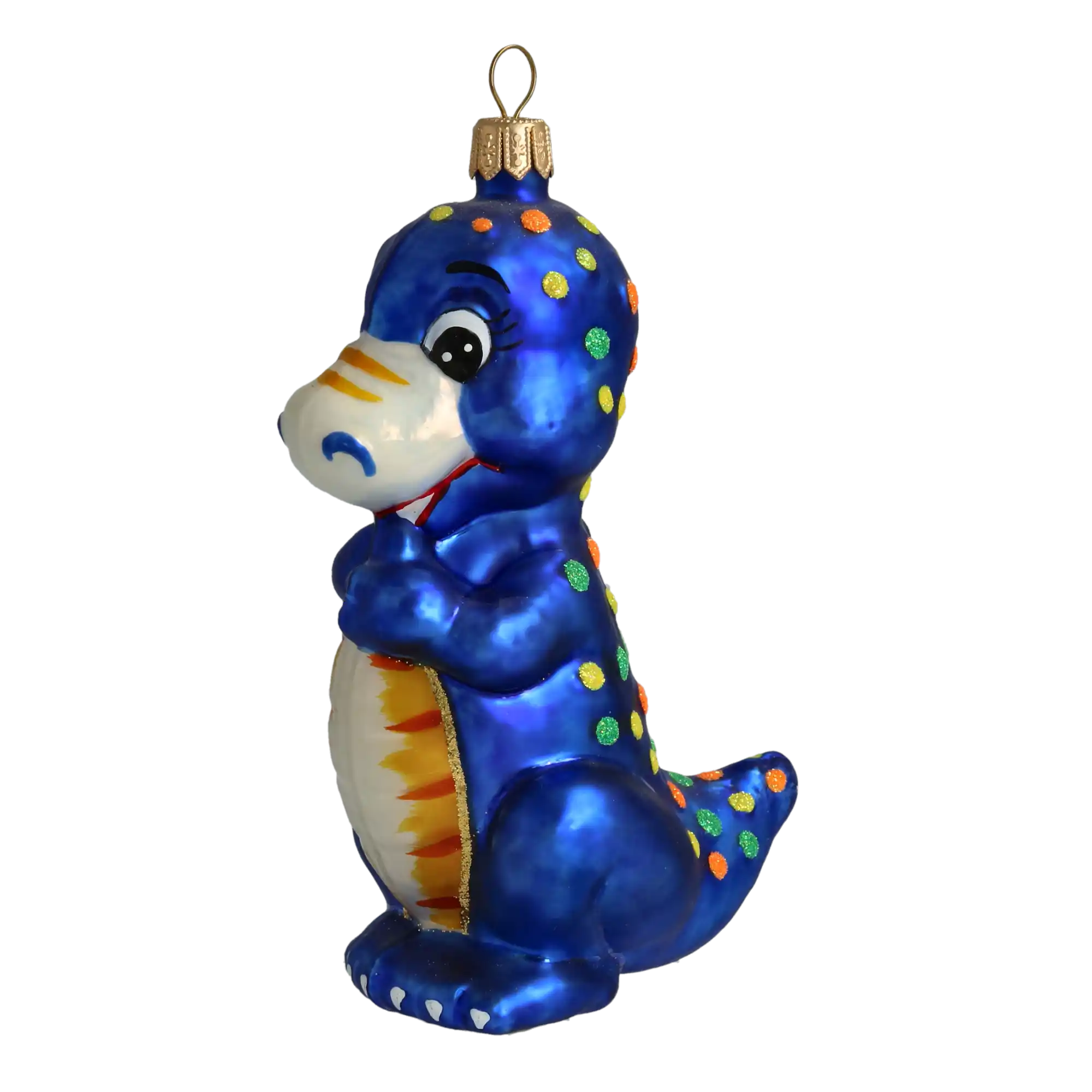Dinozaur Granatowy w kropki Szklana Ozdoba Przyjaciel Dziecka