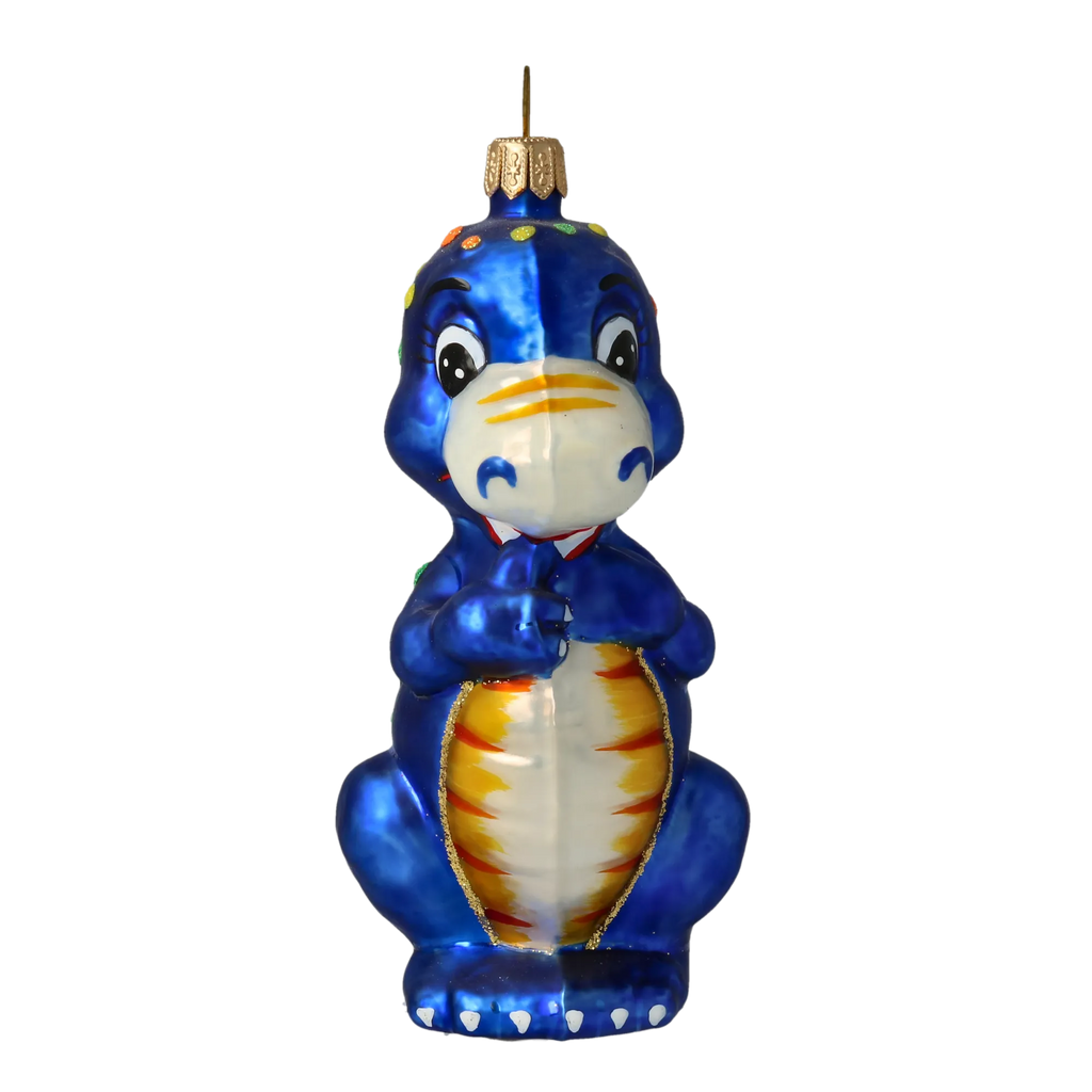 Pensive Azure Titan | Hand-Painted Glass Ornament | Blubom 2020-081