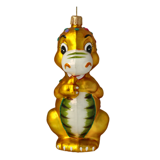 Golden Emerald Dinosaur Premium christmas glass ornament 2020-082