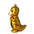 Load image into Gallery viewer, Golden Emerald Dinosaur Premium christmas glass ornament 2020-082
