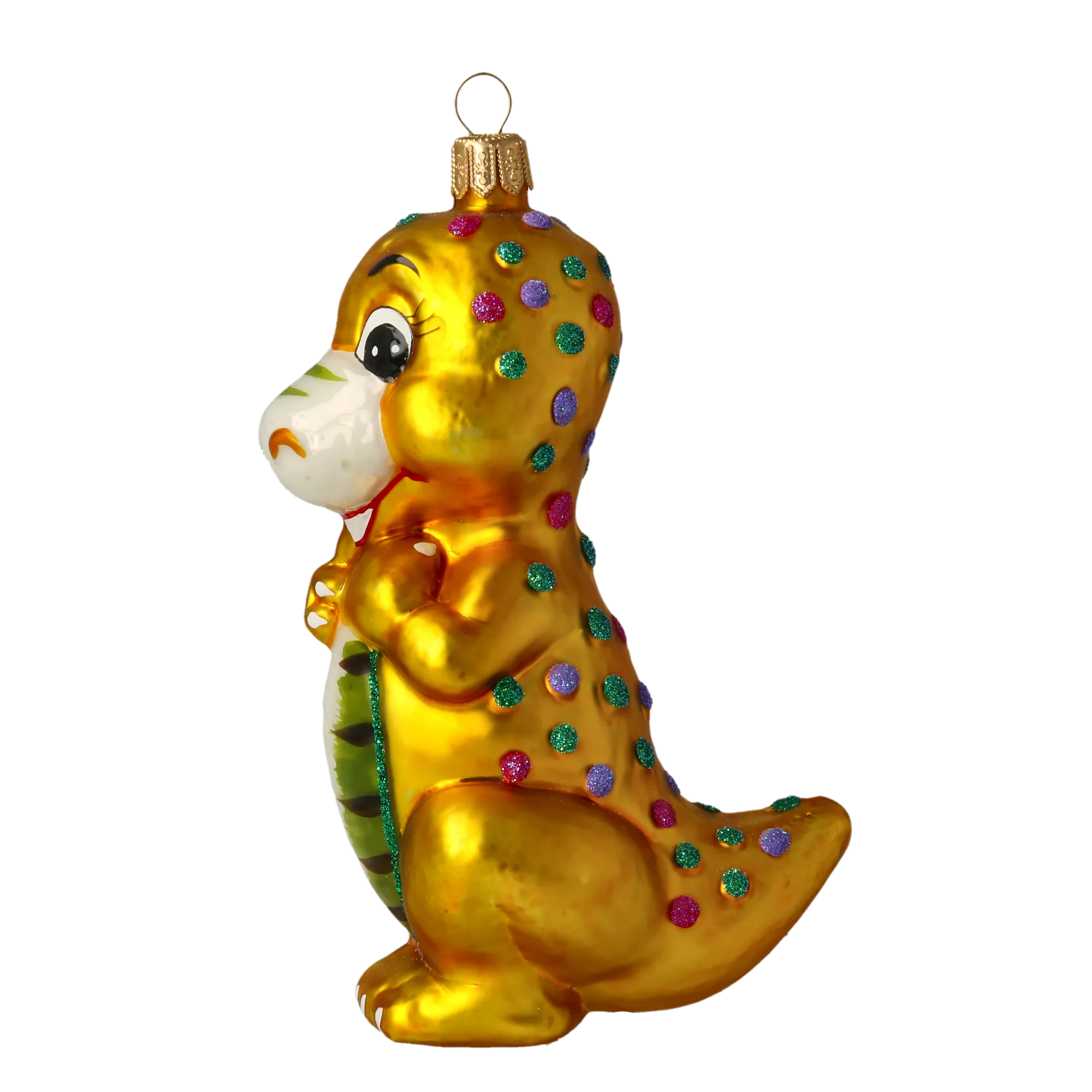 Golden Emerald Dinosaur Premium christmas glass ornament 2020-082