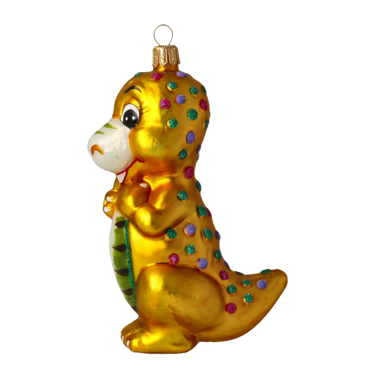 Golden Emerald Dinosaur Premium christmas glass ornament 2020-082