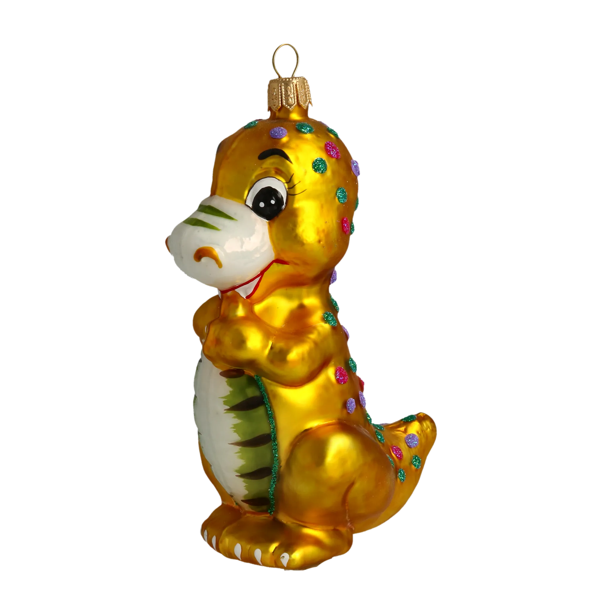 Golden Emerald Dinosaur Premium christmas glass ornament 2020-082