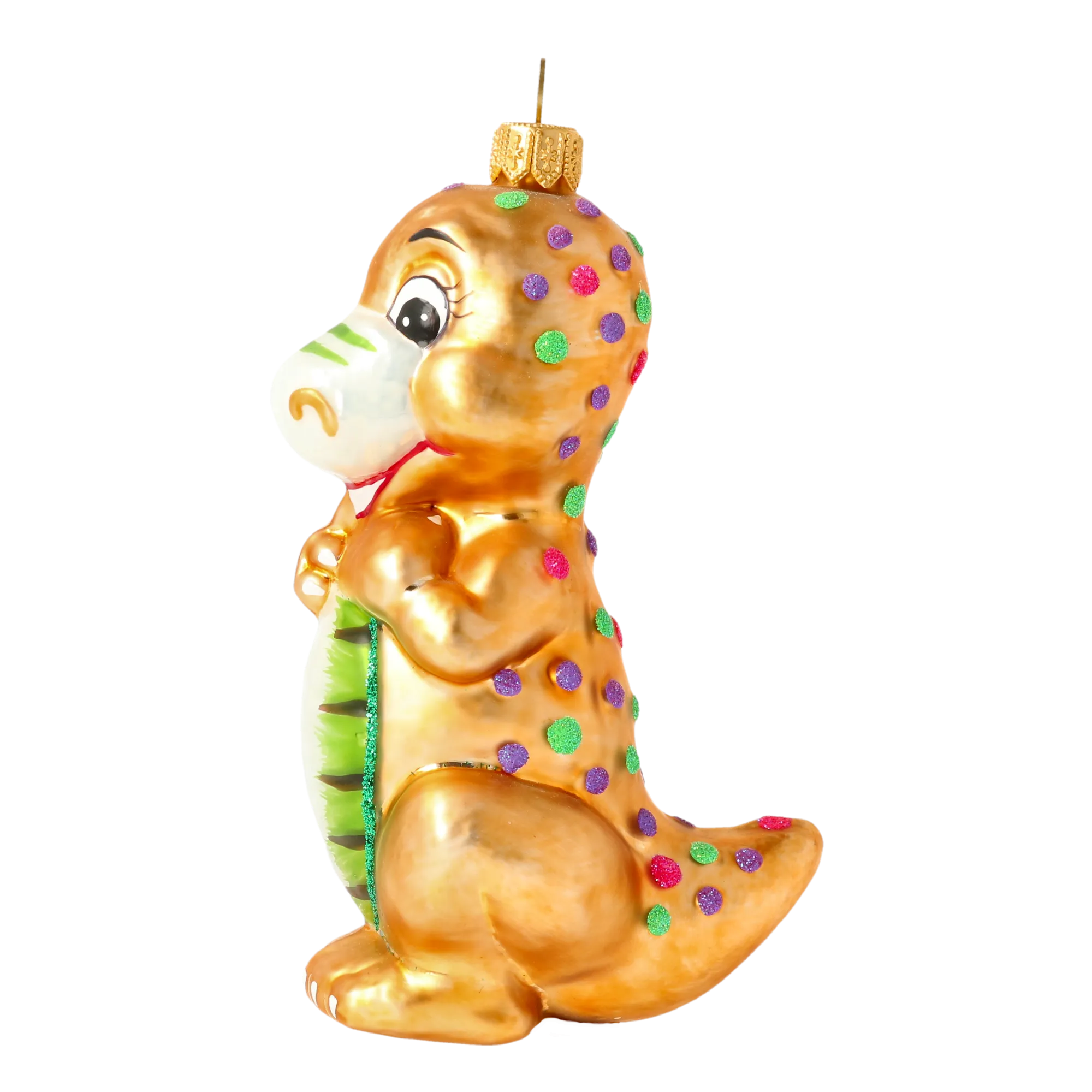 Gilded Speckled Dinosaur Premium christmas glass ornament 2020-084