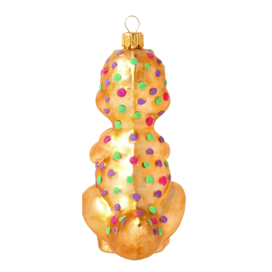 Gilded Speckled Dinosaur Premium christmas glass ornament 2020-084
