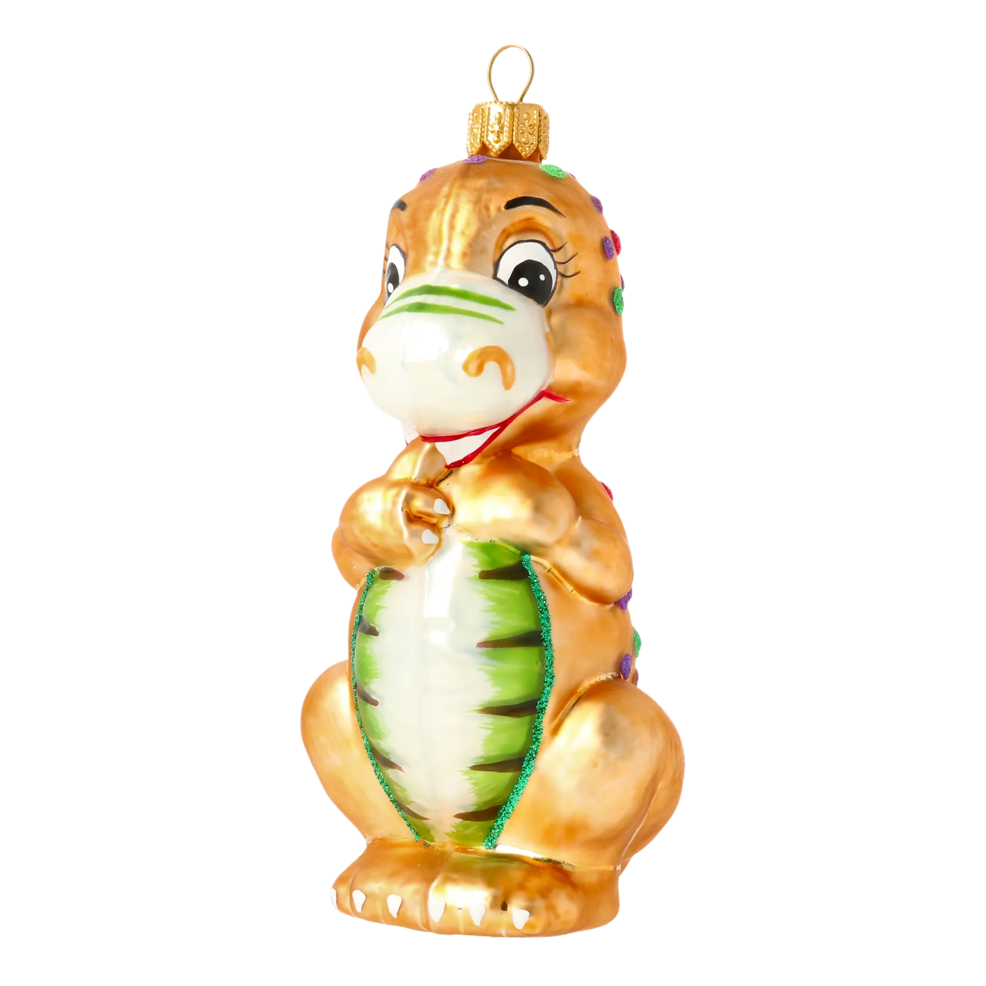 Gilded Speckled Dinosaur Premium christmas glass ornament 2020-084