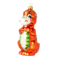 Load image into Gallery viewer, Speckled Amber Dinosaur Premium christmas glass ornament 2020-085
