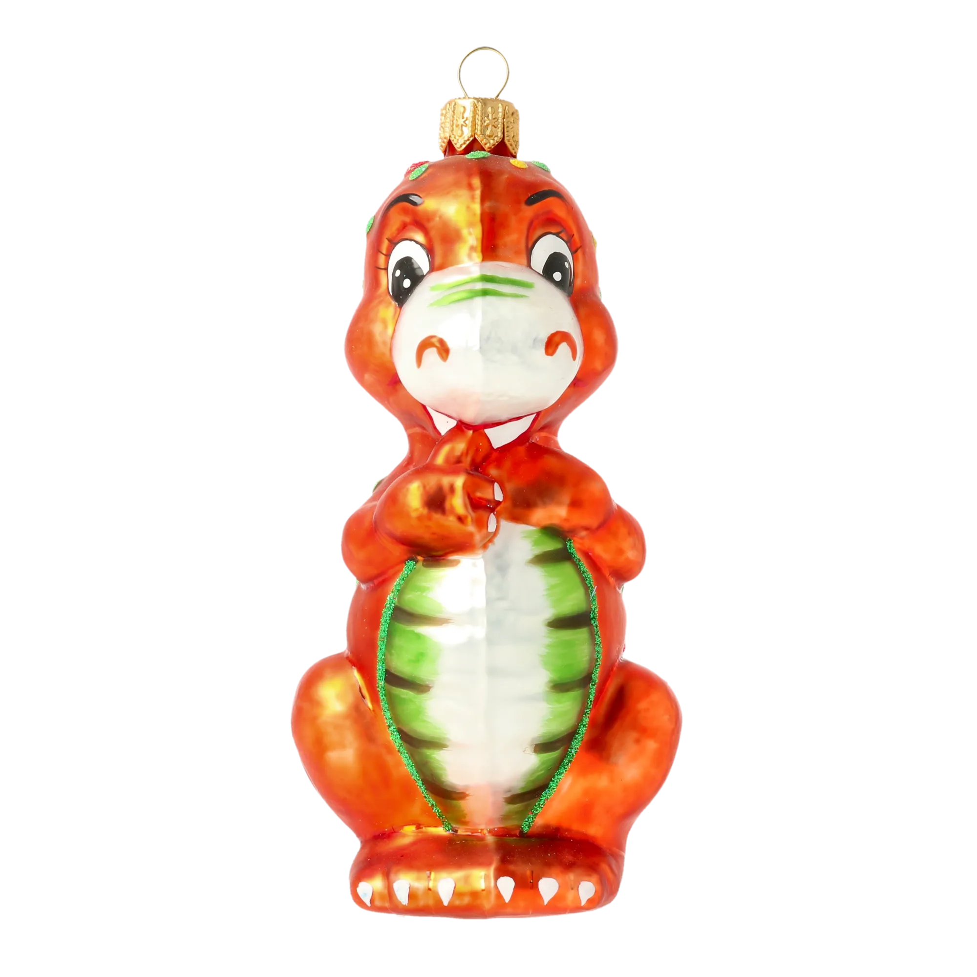 Speckled Amber Dinosaur Premium christmas glass ornament 2020-085