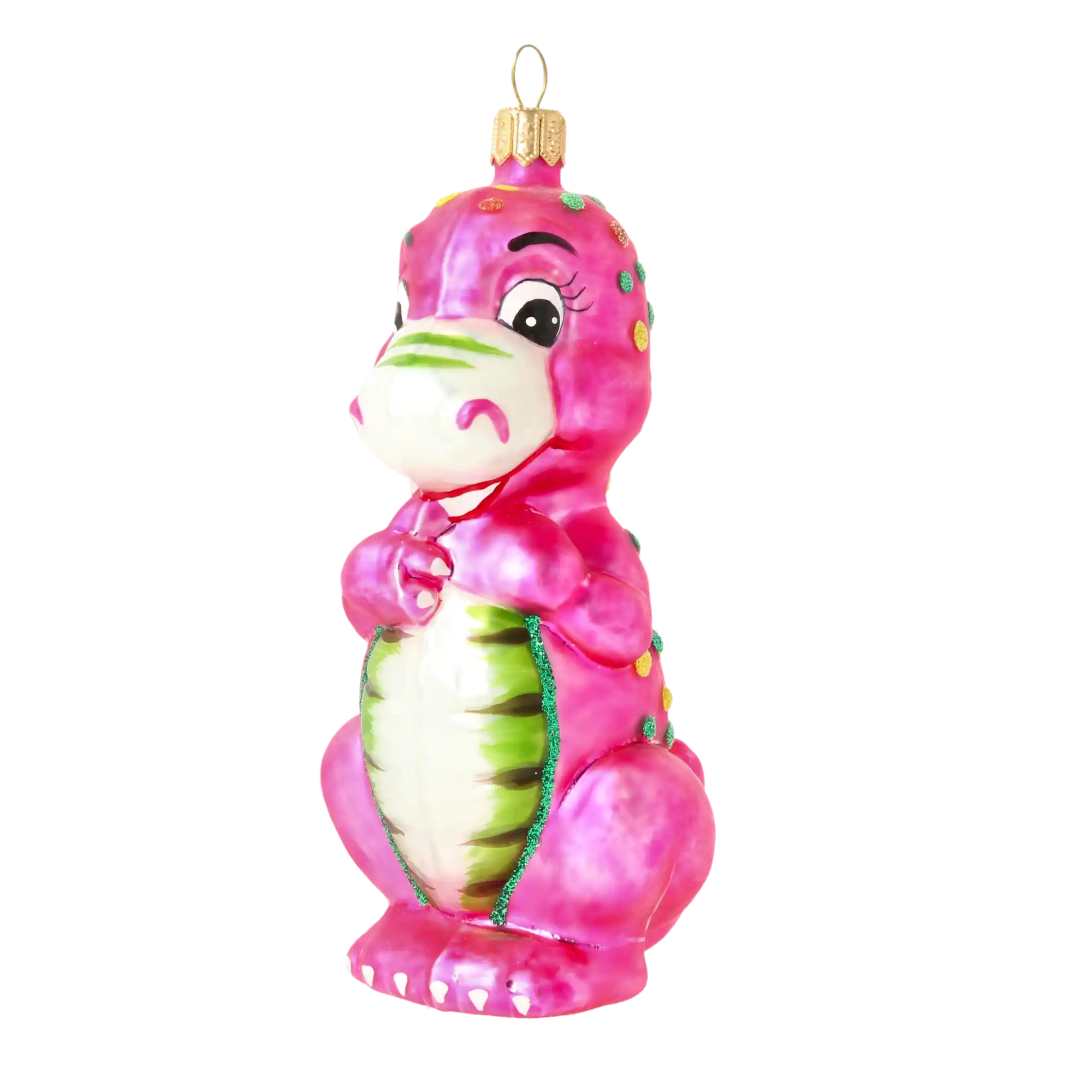 Różowy Dinozaur Szklana Ozdoba